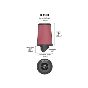 R-1100 K&N Universal Clamp-on air Filter