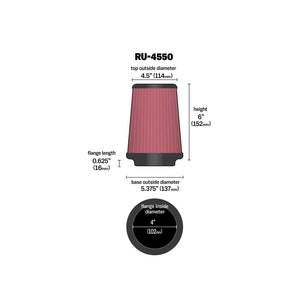 RU-4550 K&N Universal Clamp-on air Filter