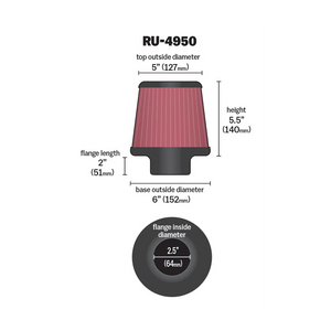 RU-4950 K&N Universal Clamp-on air Filter