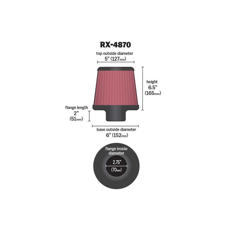 RX-4870 K&N Universal Clamp-on air Filter